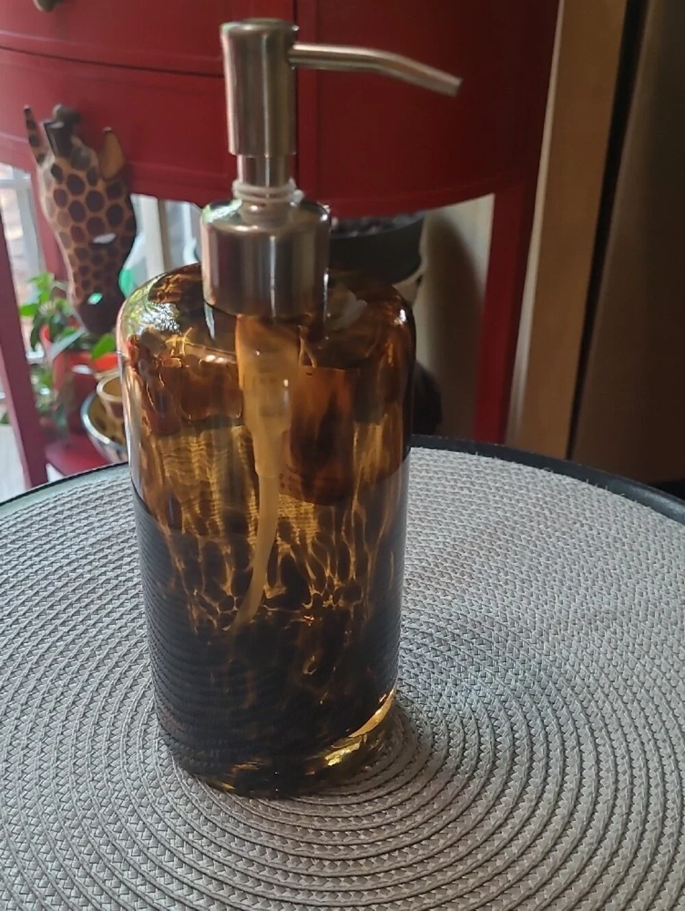Laura Ashley Animal Print Glass Soap Dispenser
